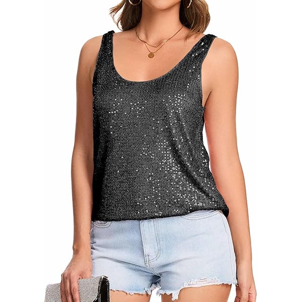 Swing Strappy Tank Clubwear Vest Tops Glitter Ladies Womens